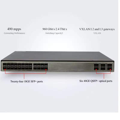 HUAWEI Sabit anahtar S6730-S24X6Q 24 10GE SFP+ portları, 6 40GE QSFP portları 10 Gigabit 1U Stock AC 600w:max 8A DC