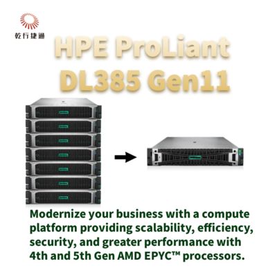 HPE ProLiant DL385 Gen11 Dijital dönüşüm için güvenli ve güçlü raf depolama sunucusu