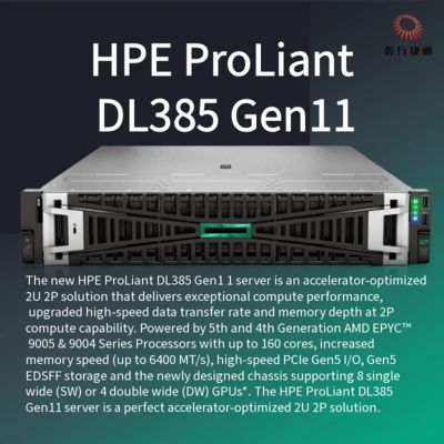 HPE ProLiant DL385 Gen11 Dijital dönüşüm için güvenli ve güçlü raf depolama sunucusu